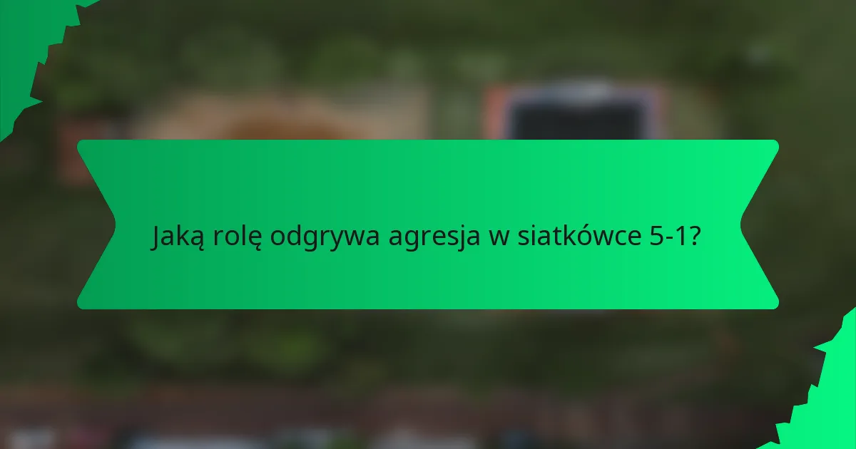 Jaką rolę odgrywa agresja w siatkówce 5-1?